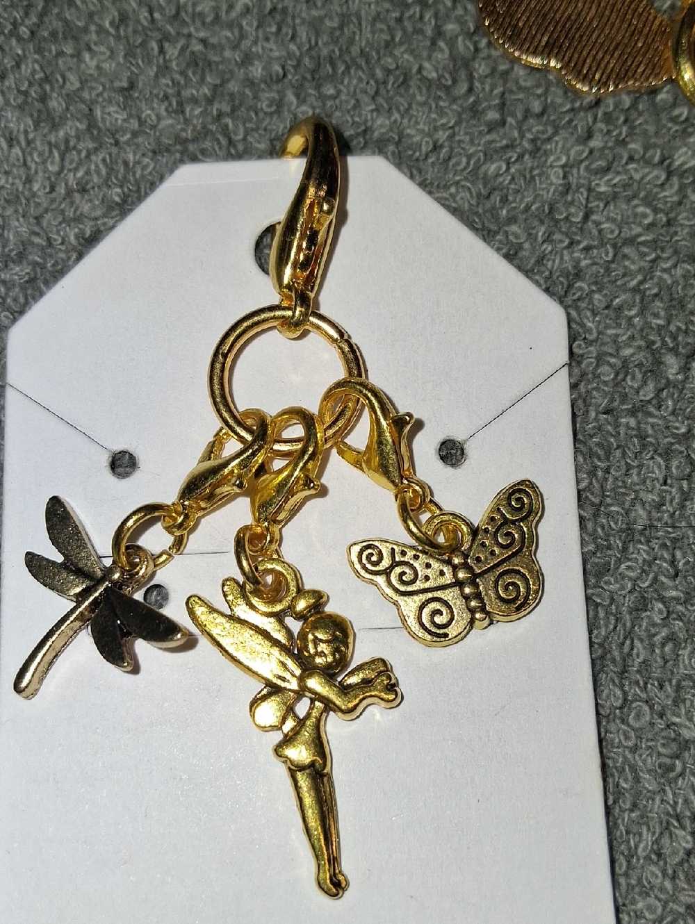 Hand Crafted Gold Fairy, Butterfly & Dragonfly Charm Keychain